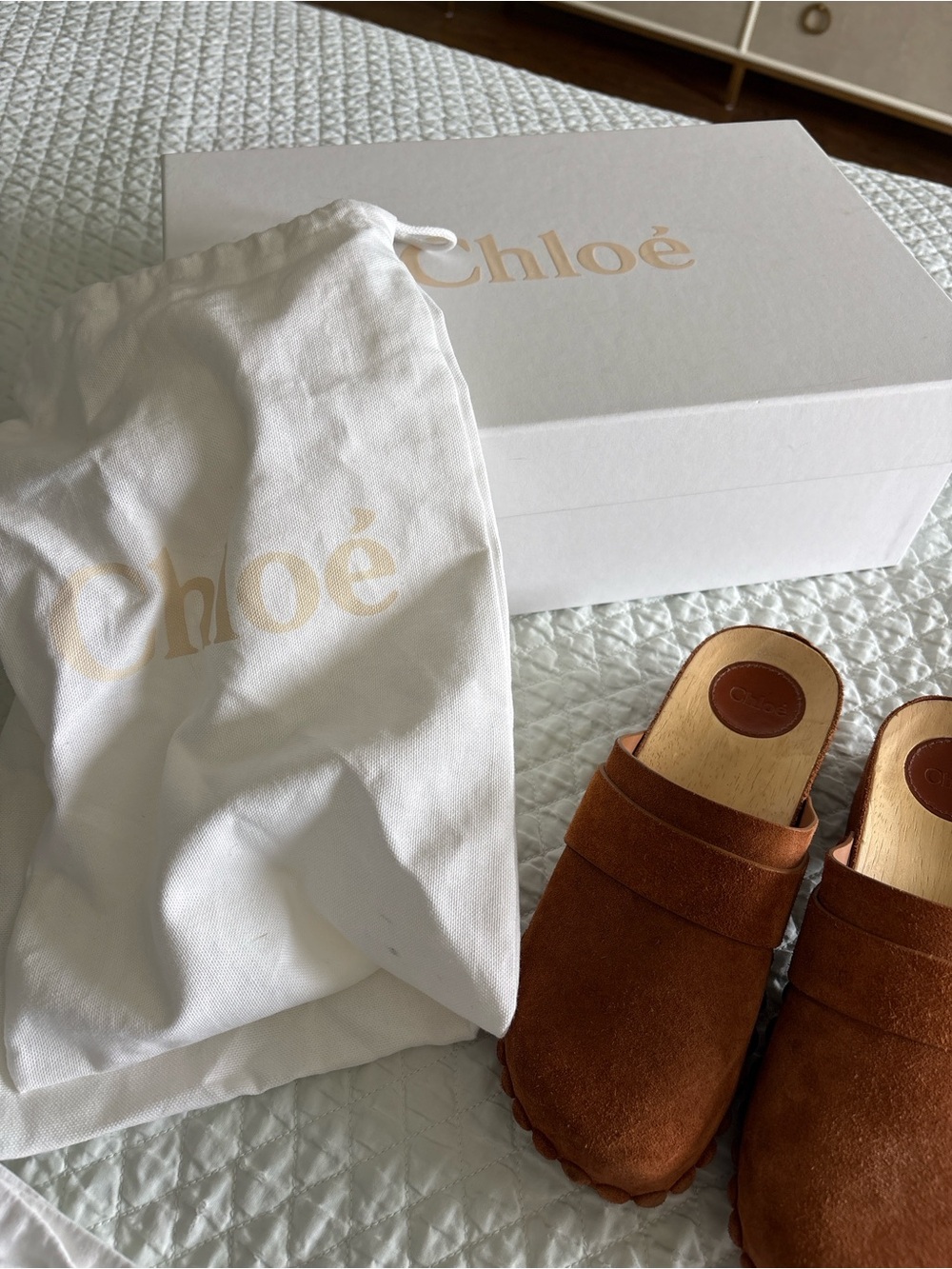 Chloe Joy Suede Clogs in Brown size 35 - Picture 10 of 10